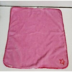 American Girl Pink Doll Blanket Embroidered Star Fleece Heart Satin Trim 17"x17"
